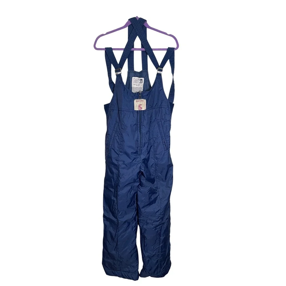 M.I. USA Mens XL Blue Snow Bibs Insulated Ski Overalls Retro Gorpcore 80s Puffy